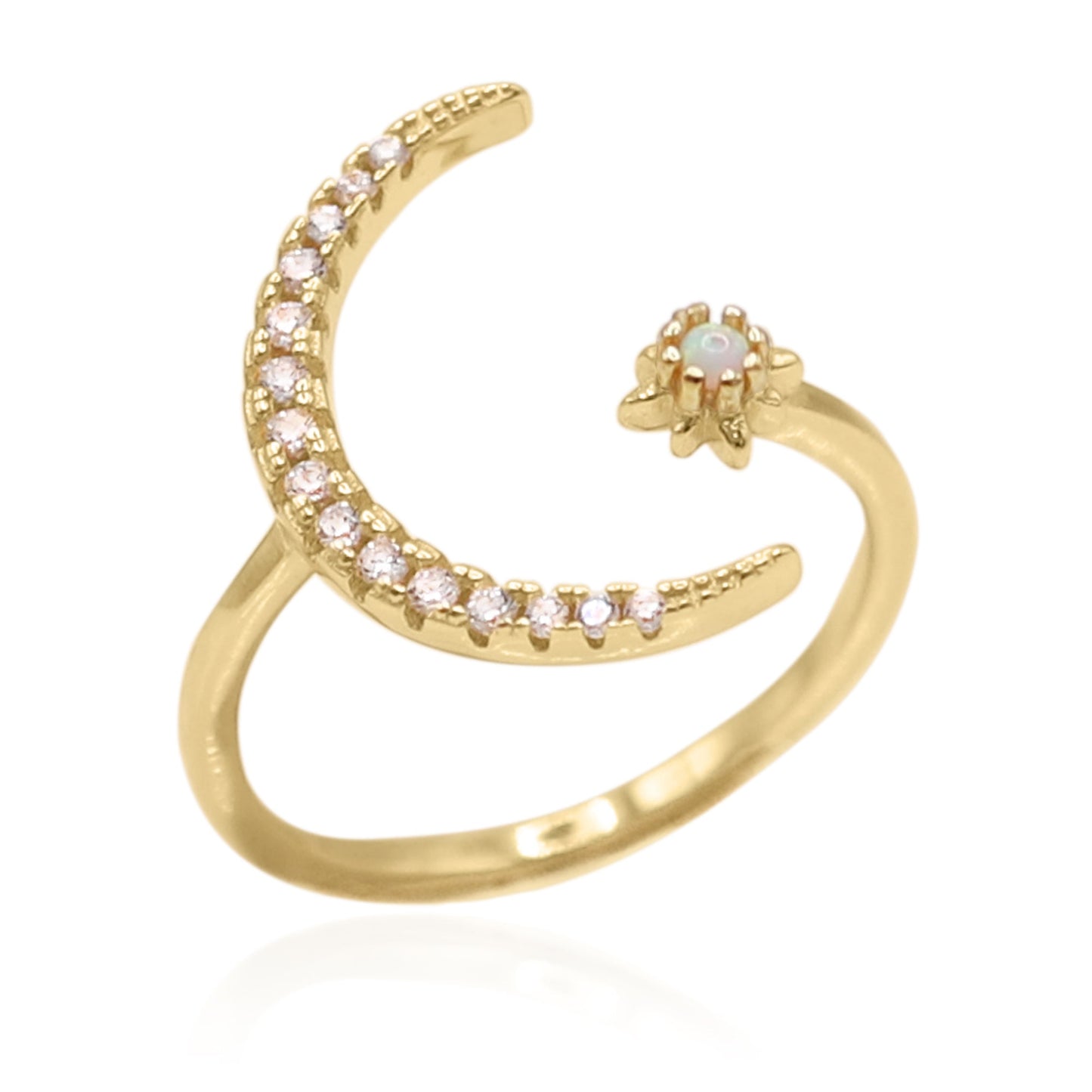 Zira Star and Moon Birthstone Ring | 18K Gold Plated October - Ring