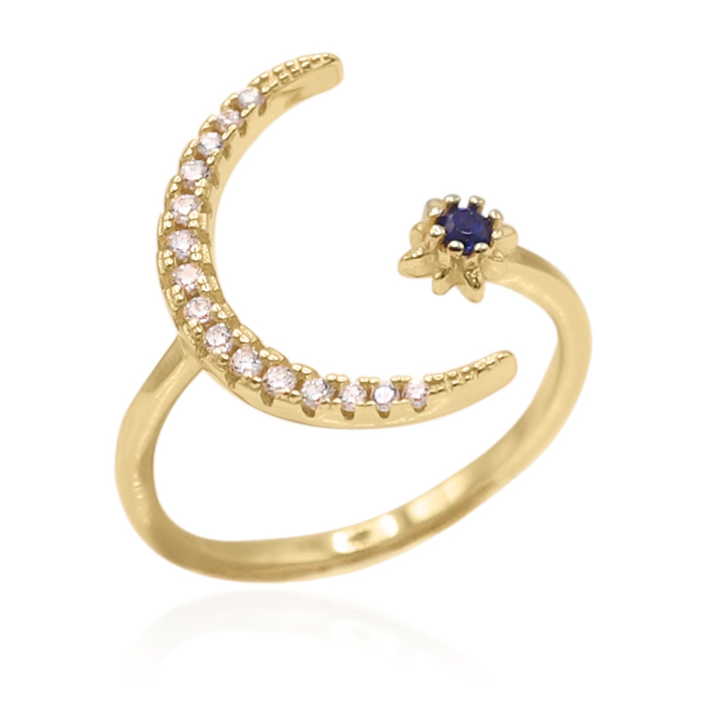 Zira Star and Moon Birthstone Ring | 18K Gold Plated September - Ring