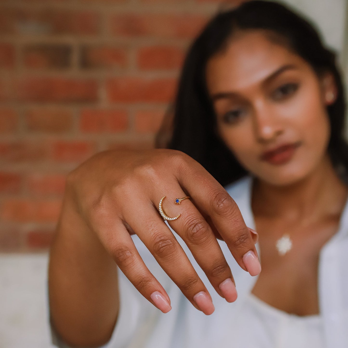 Zira Star and Moon Birthstone Ring | 18K Gold Plated - Ring