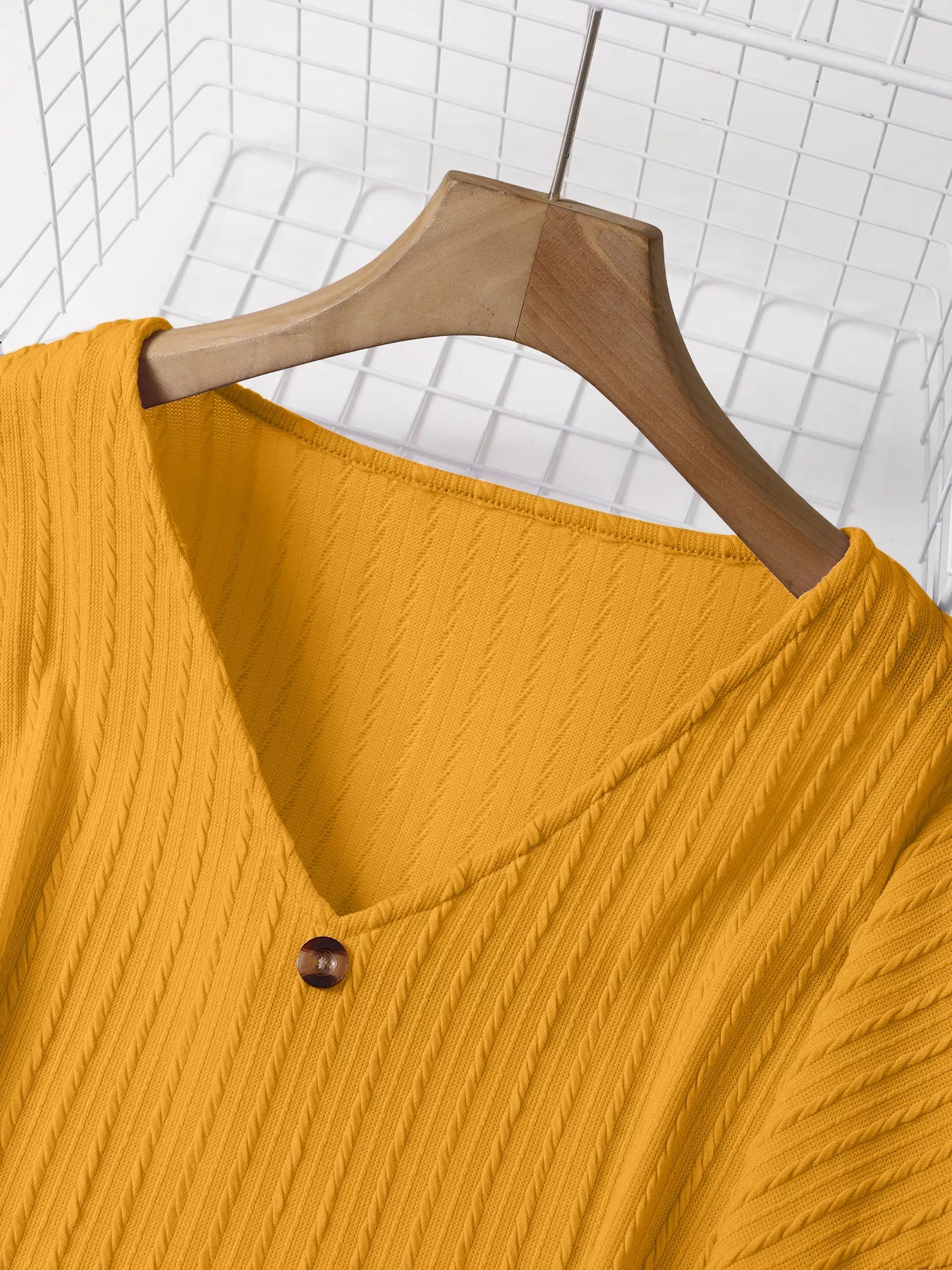 Plus Size V-Neck Dropped Shoulder Blouse -