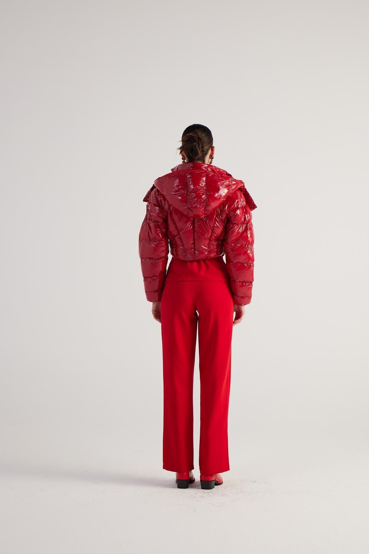 Aida Red Puffer Hooded Jacket - Jackets & Blazers