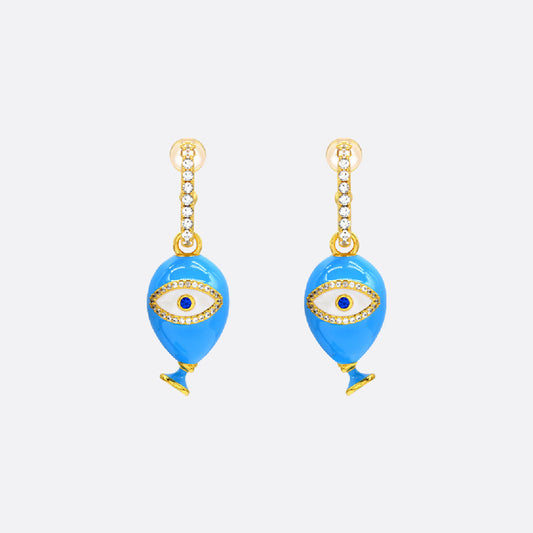 Sahi London Age of Innocence Blue Eye Dangle Earrings - EARRINGS
