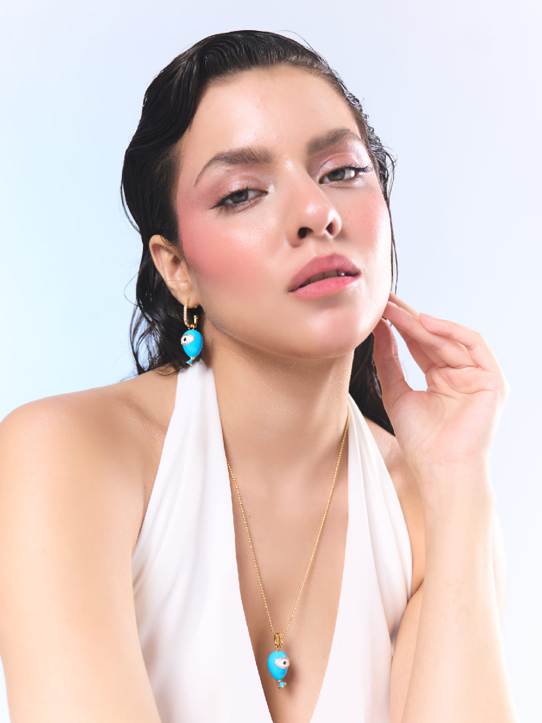 Sahi London Age of Innocence Blue Eye Dangle Earrings - EARRINGS