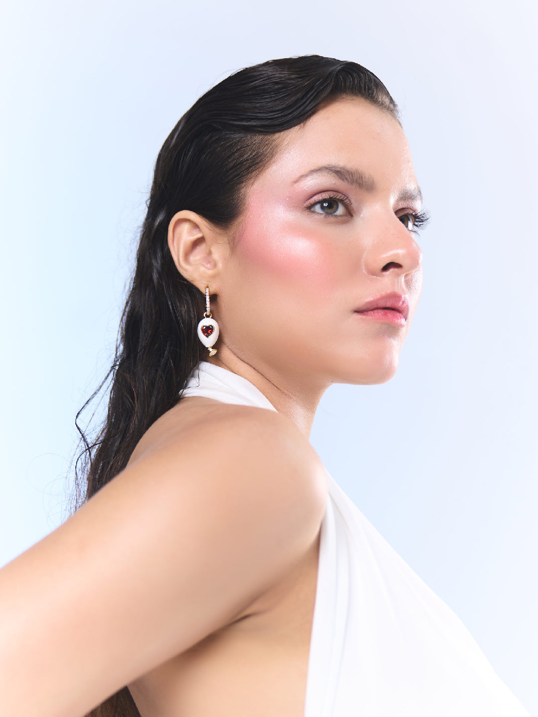 Age of Innocence Red & White Dangle Earrings - EARRINGS