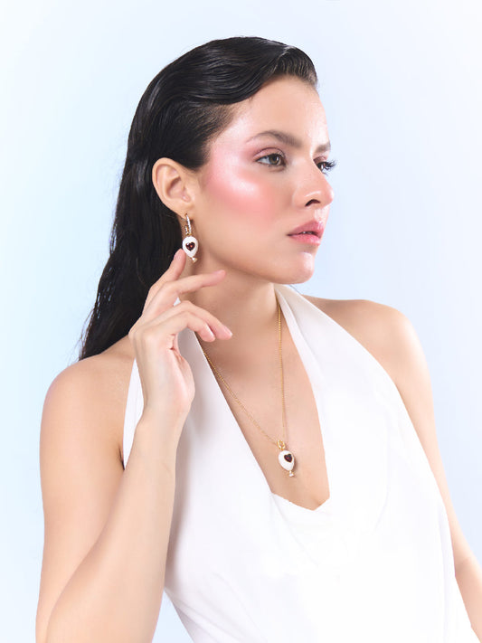 Age of Innocence Red & White Dangle Earrings - EARRINGS