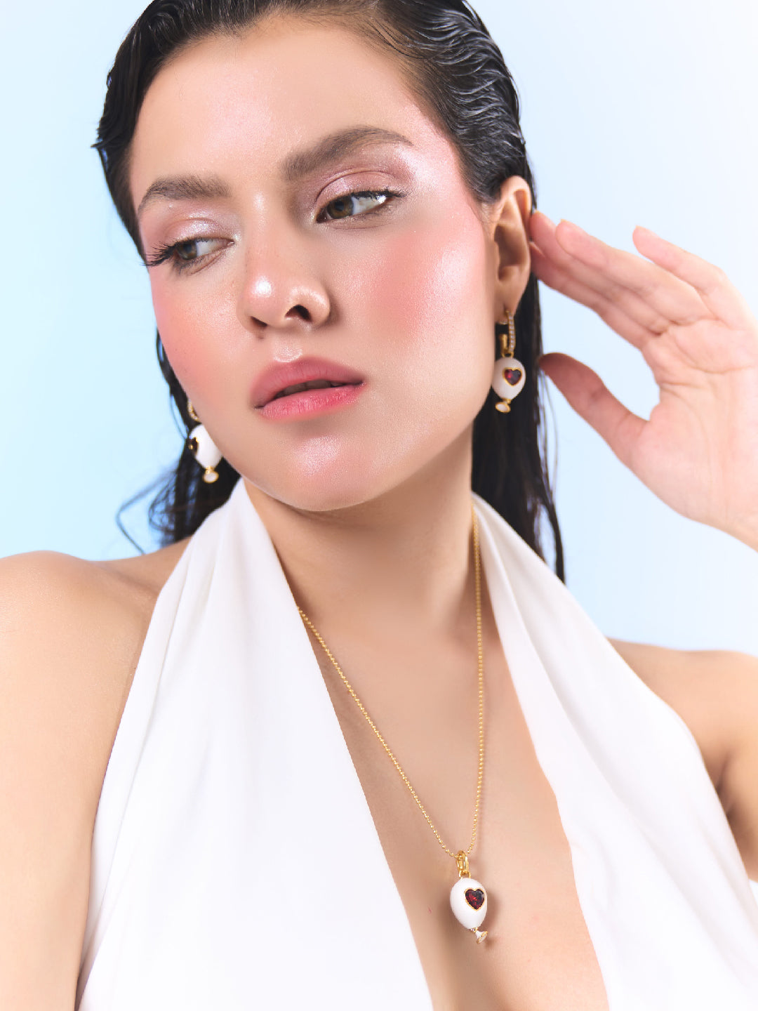 Age of Innocence Red & White Dangle Earrings - EARRINGS