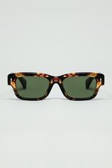 Amber Sunglasses with Dark Green Oval Lenses