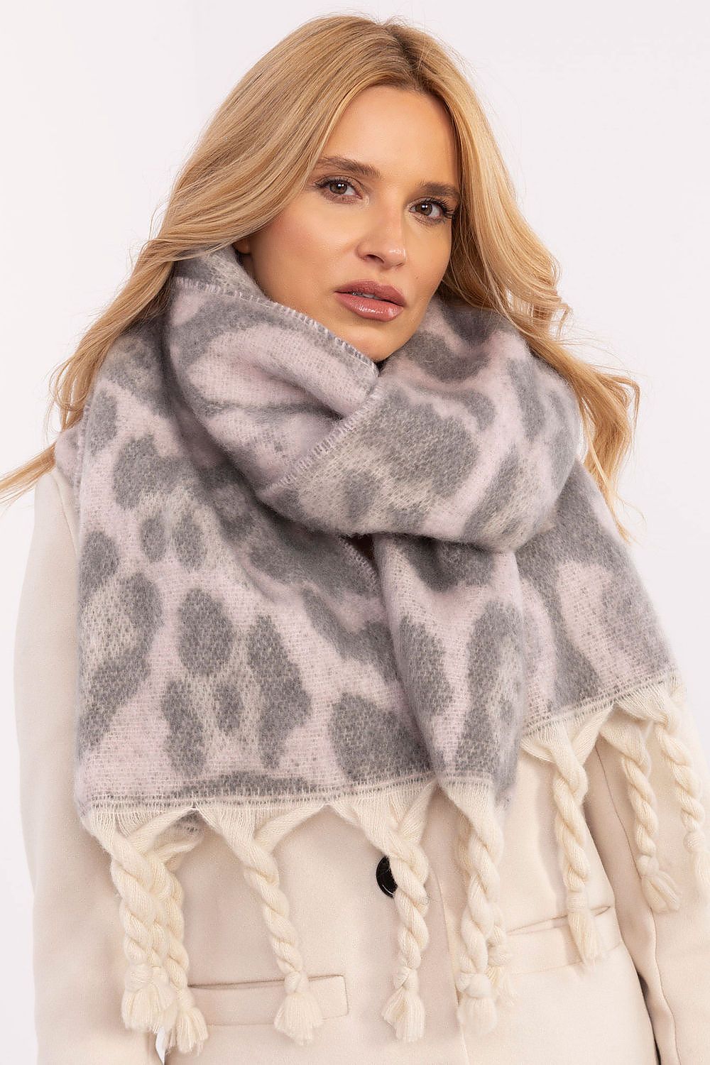 AT Animal Print Shawl for Women - Trendy Fashion Accessory pink one-size-fits-all - Scarves