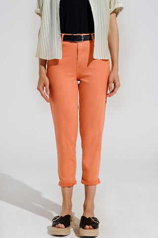 Jean skinny basique à la cheville en orange