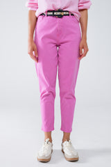 Jean skinny basique à la cheville en rose