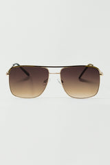 Aviator Vintage Sunglasses With Golden Rim in Tan