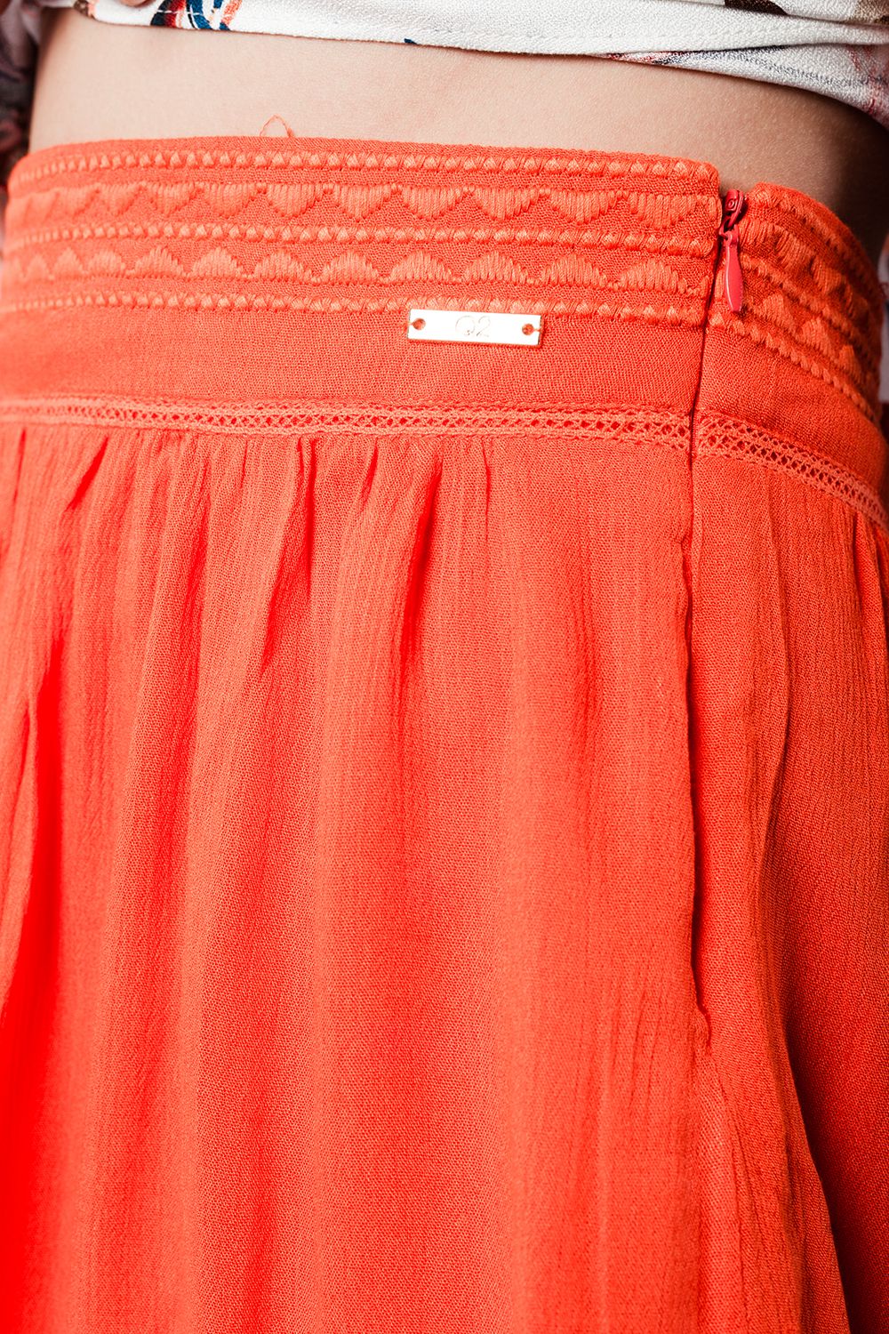 Aztec orange mini skirt - Skirts
