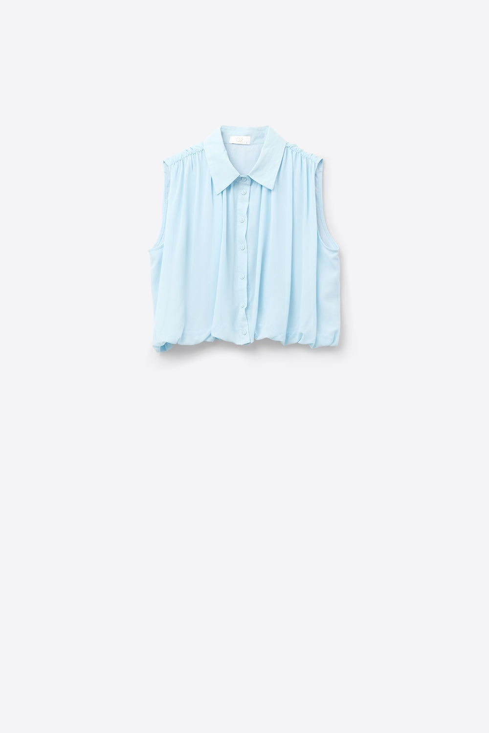 baby blue chiffon blouse with pleats at the hem - Blouses