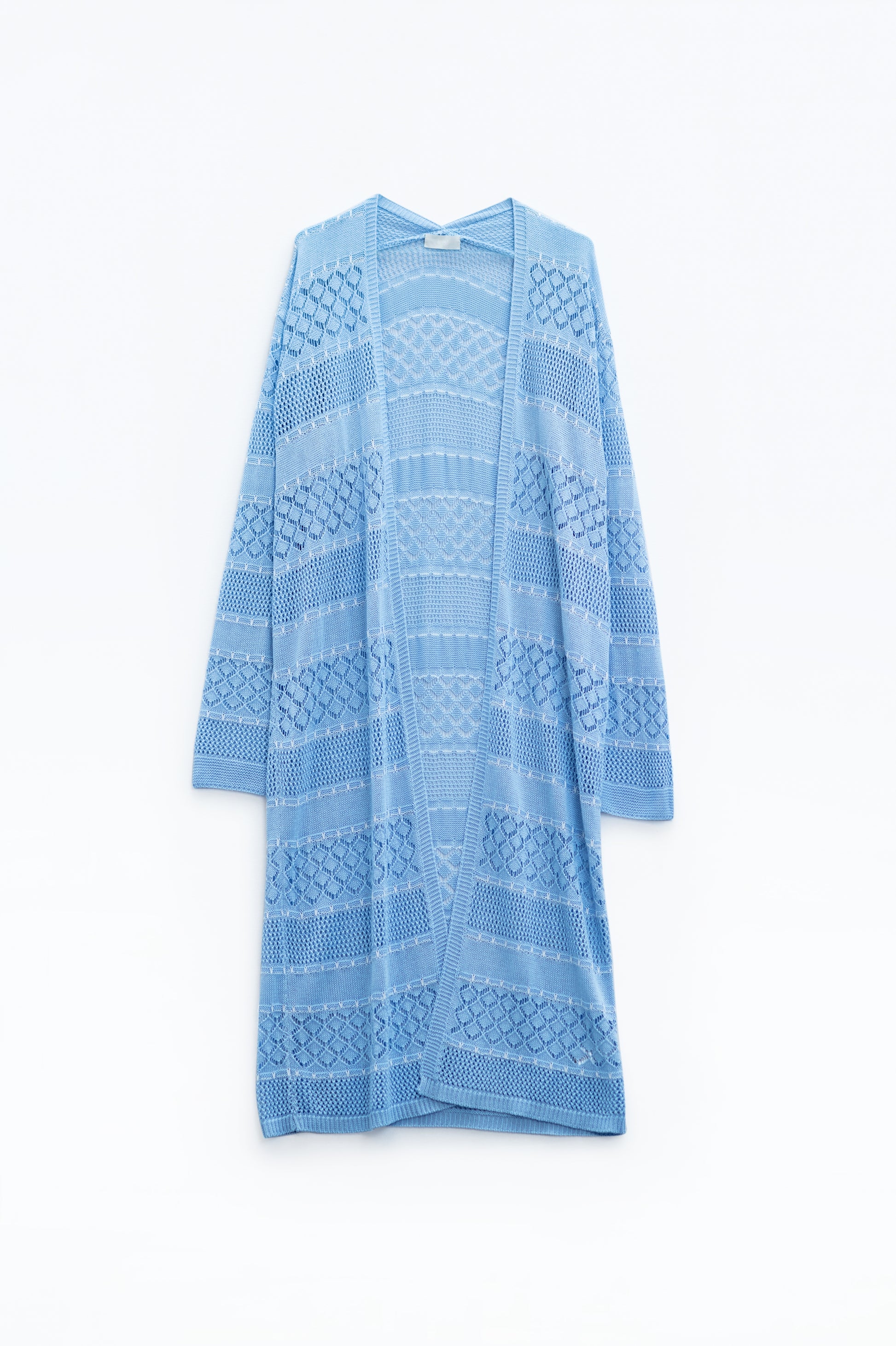 Baby Blue Crochet Maxi Cardigan With Long Sleeves - Cardigans