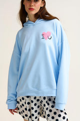 Baby Blue Super-Soft Hoodie with Bouclé Heart Graphic