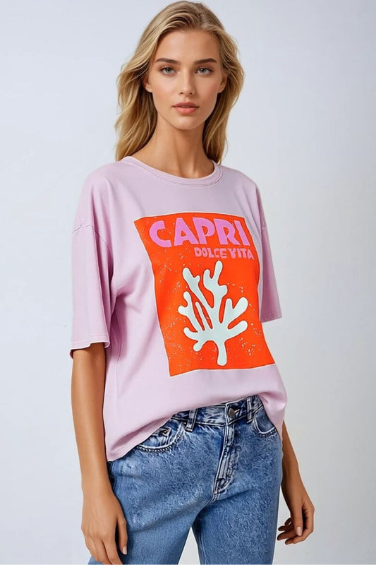 Baby Pink Capri Dolce Vita T-shirt Made in Italy - T-Shirts