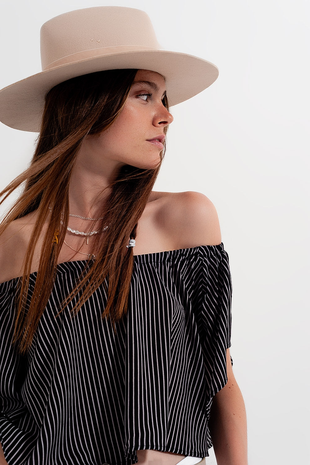 Bardot top in stripe - Tops