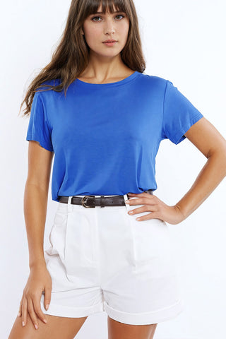 Basic Blue Crew Neck viscose T-shirt