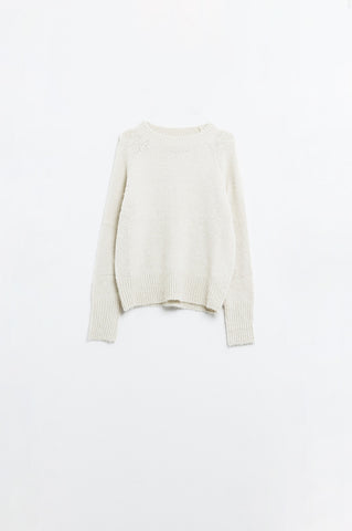 Basic Knited Crew Neck Sweater in cream color