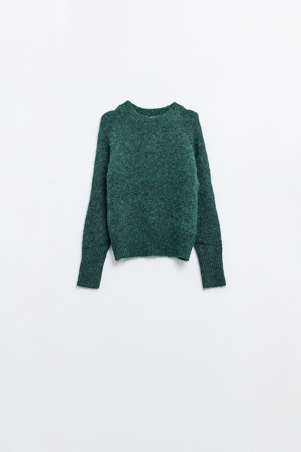 Basic Knited Crew Neck Sweater in Emerald Green - Jumpers