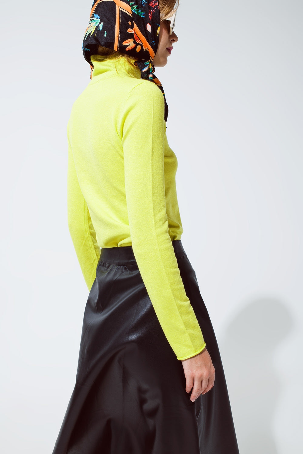 Basic lime Green fine knit bodycon sweater - Jumpers