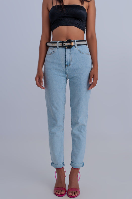 Basic mom jean in light blue - Jeans