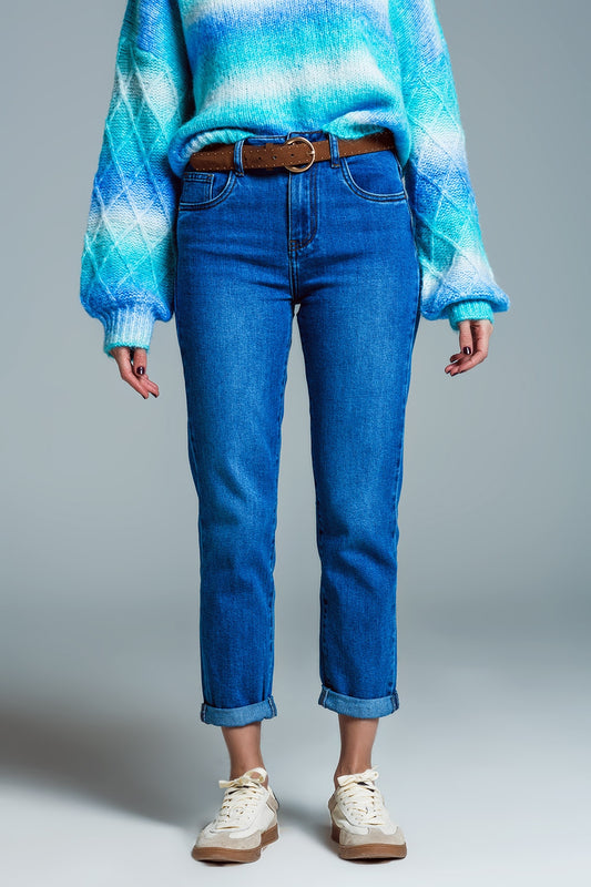 Basic Skinny Leg Jeans In Stretch Denim In Mid Wash - Jeans