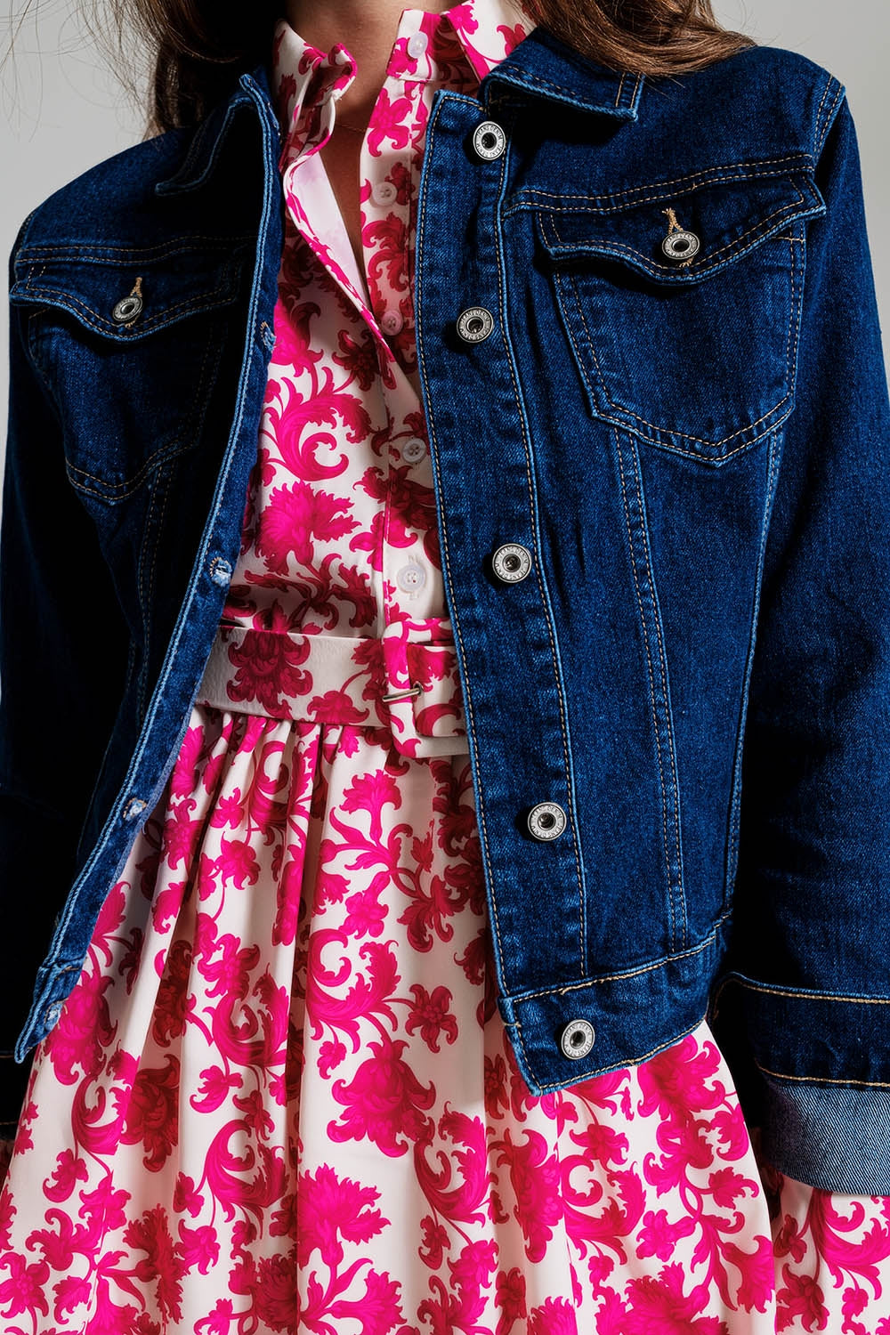 Basic Stretch Denim Jacket in Dark Wash - Jackets