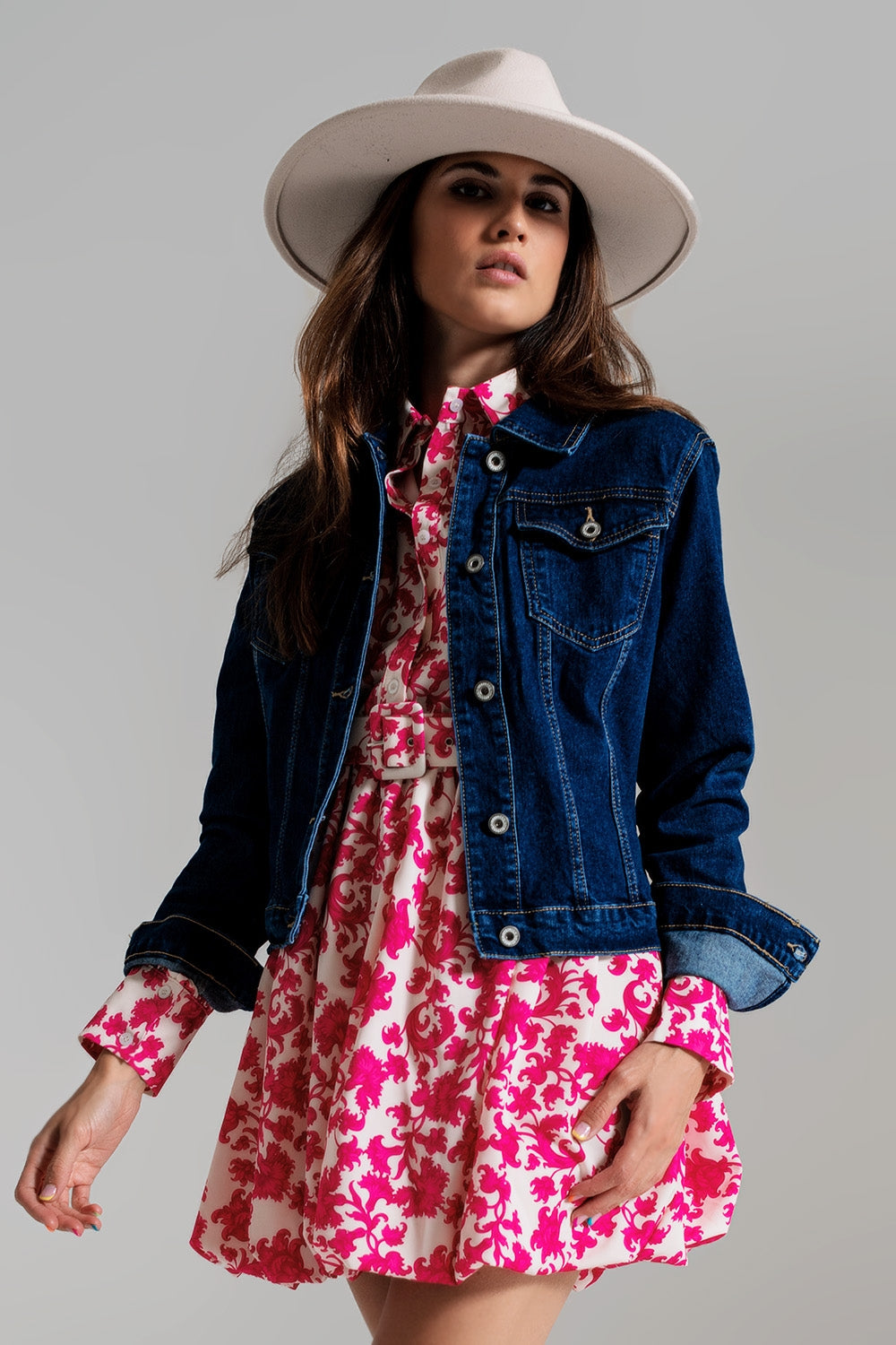 Basic Stretch Denim Jacket in Dark Wash - Jackets