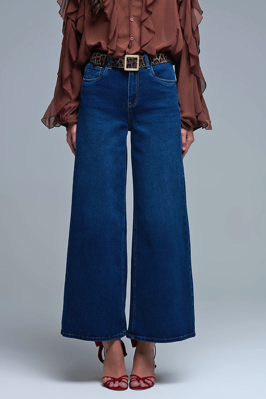 Basic Stretch Jeans with Wide Leg in Deep Blue - Jeans