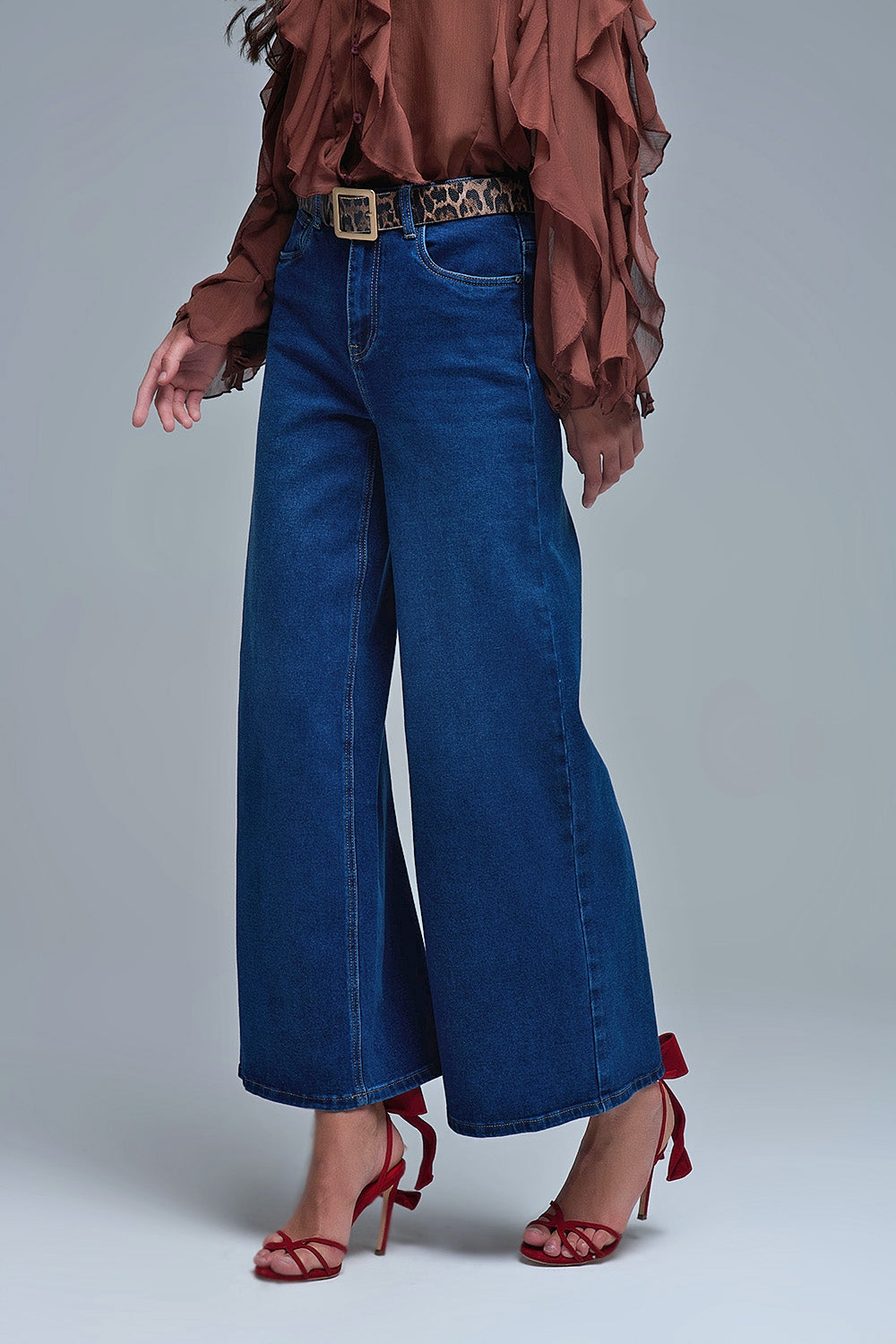 Basic Stretch Jeans with Wide Leg in Deep Blue - Jeans