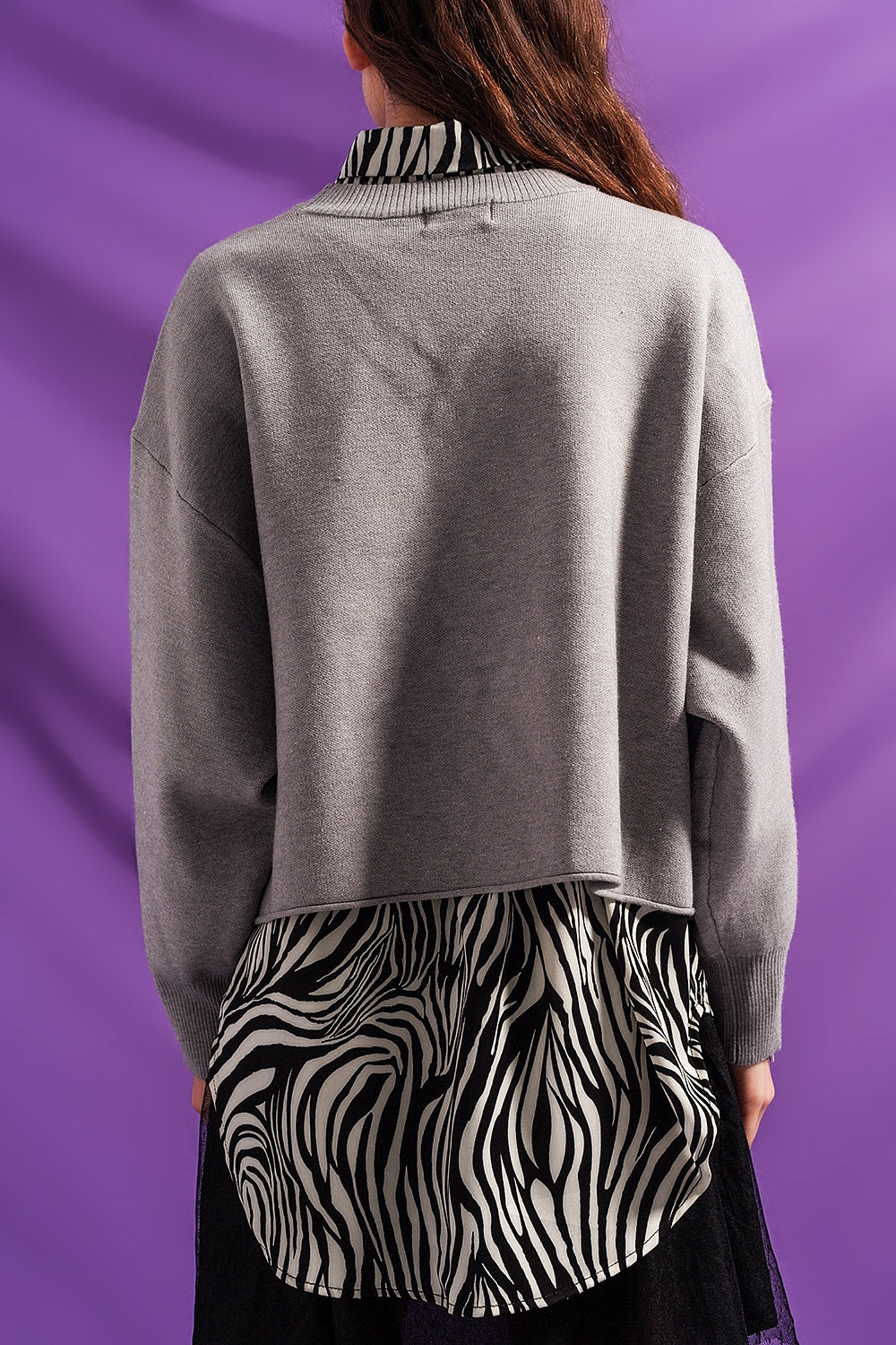 Batwing cropped jumper in grey - Jumpers