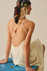 Beaded Back Strap Maxi Dress in Cream