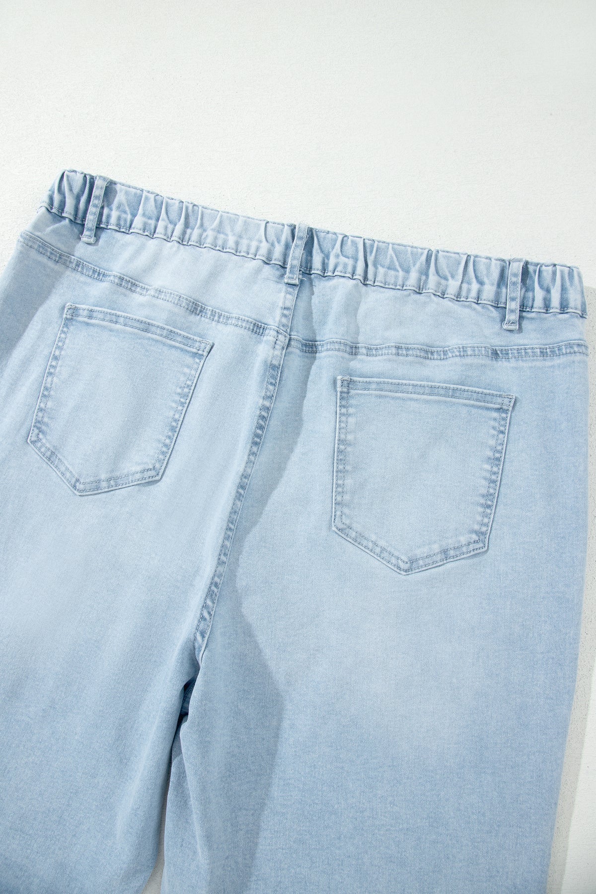 Beau Blue Plus Size Seam Detail Patch Pocket Raw Cut Shift Jeans - Plus Size/Plus Size Bottoms