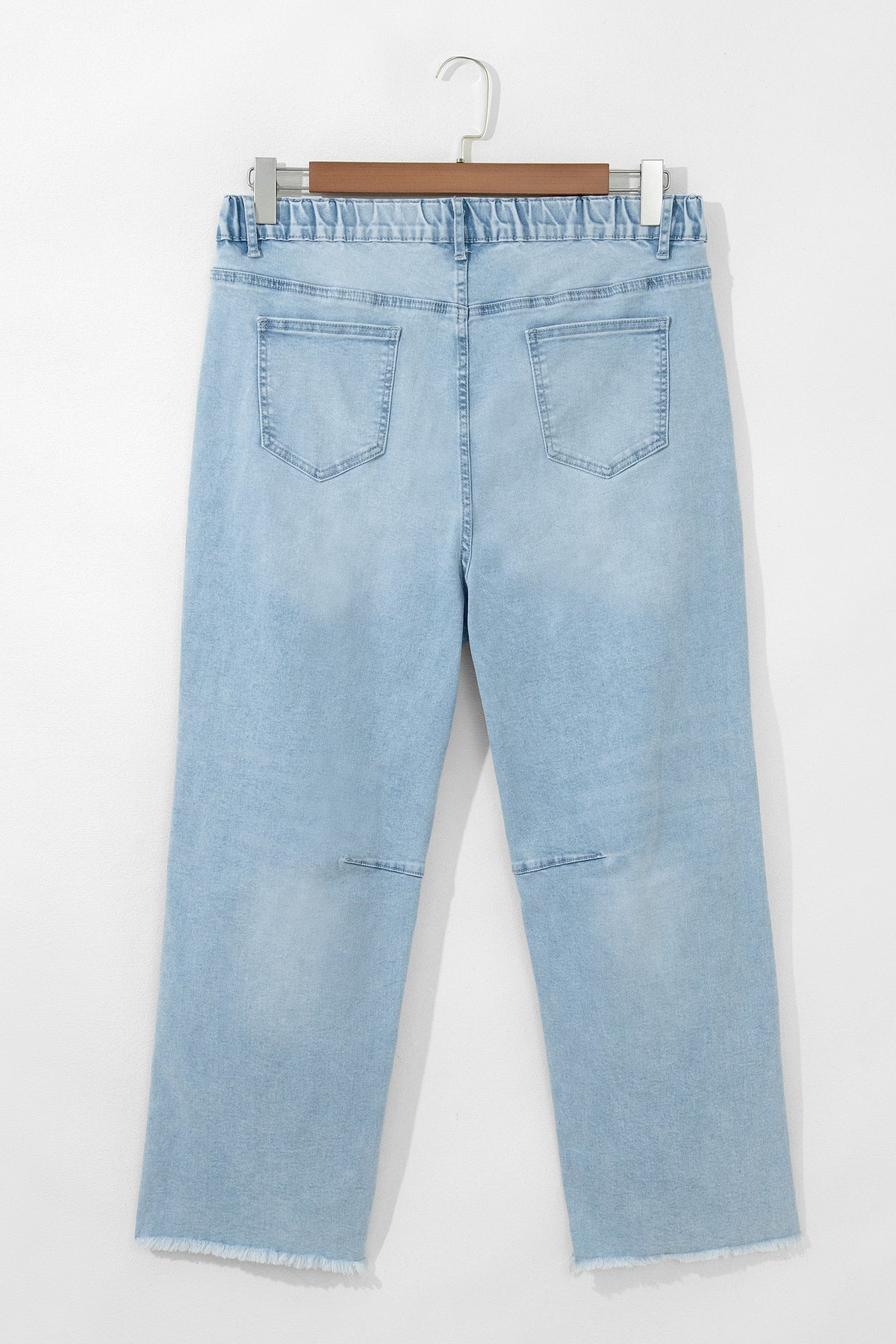 Beau Blue Plus Size Seam Detail Patch Pocket Raw Cut Shift Jeans - Plus Size/Plus Size Bottoms