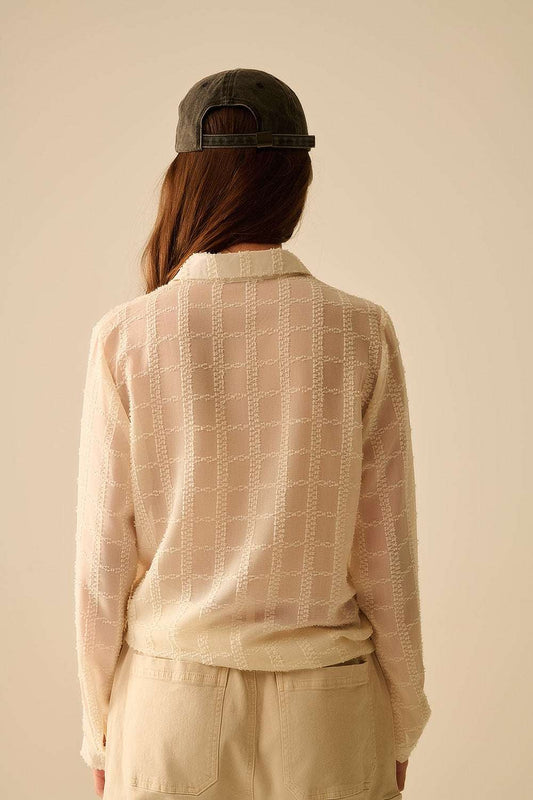 beige chiffon shirt with sequin detail - Shirts