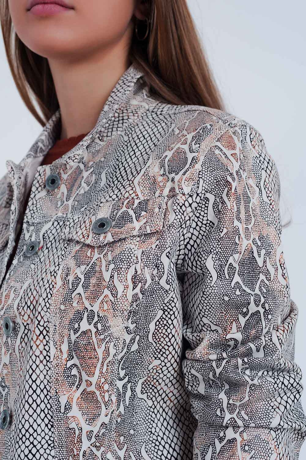 Beige jacket with snake print - Jackets
