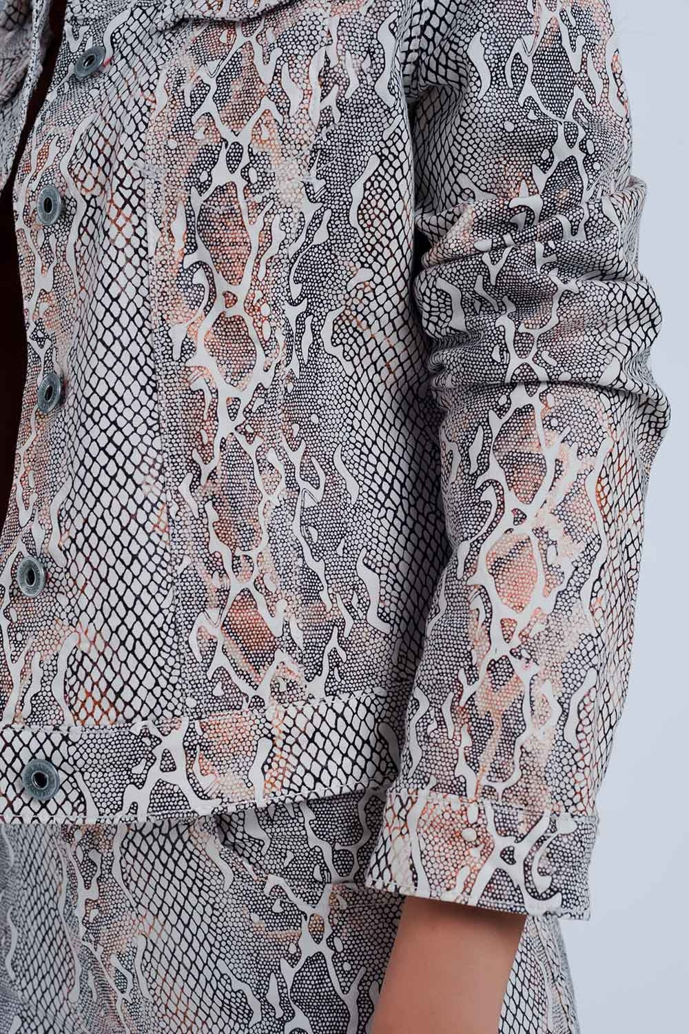 Beige jacket with snake print - Jackets
