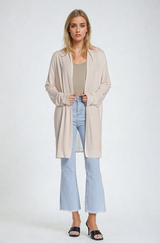 Beige Maxi Open Cardigan Long Sleeve
