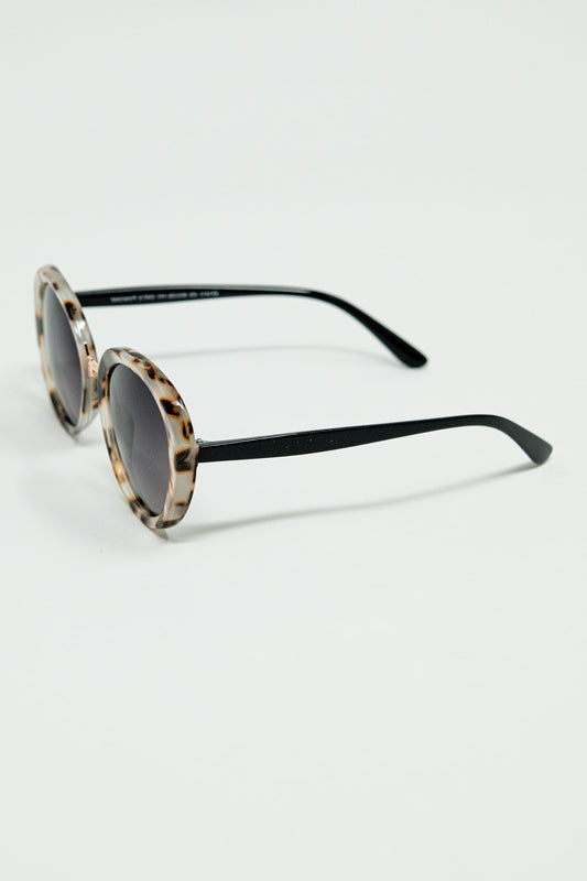 Beige Sunset Spot Oval Shaped Sunglasses - Sunglasses