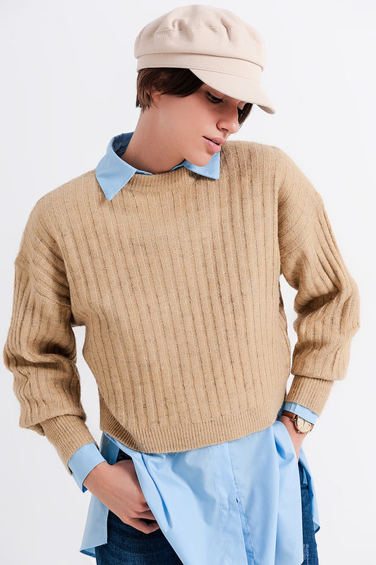 Beige sweater in stripe - Jumpers
