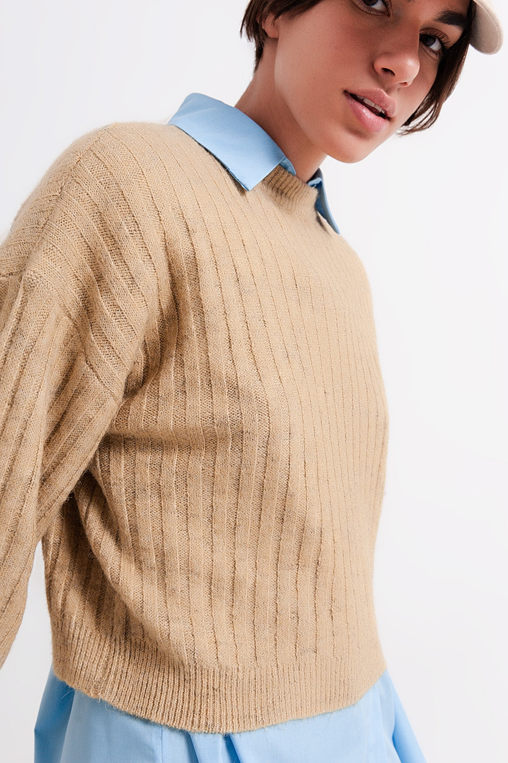 Beige sweater in stripe - Jumpers