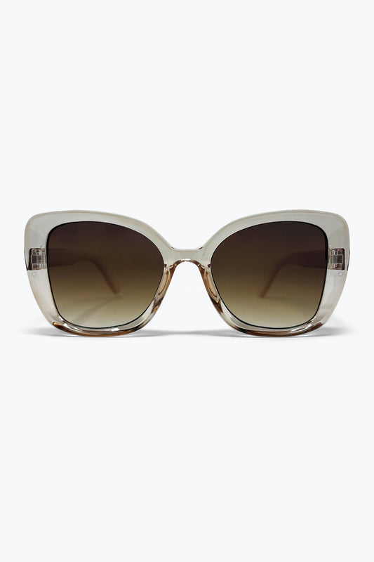 Beige Transparent Acetate Oversize Gradient Lens Square Sunglasses -