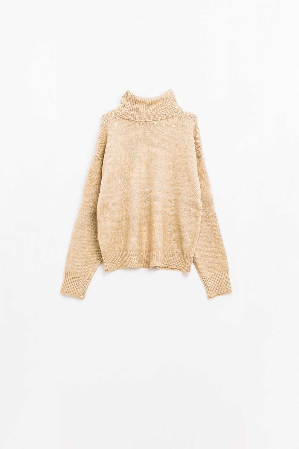 Beige turtleneck jumper with dropped sleeves - Jumpers