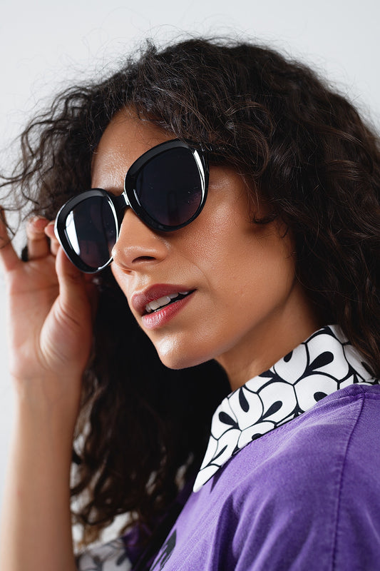 Big Round Sunglasses In Black - Sunglasses