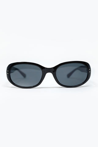 Lunettes de soleil ovales surdimensionnées en acrylique noir