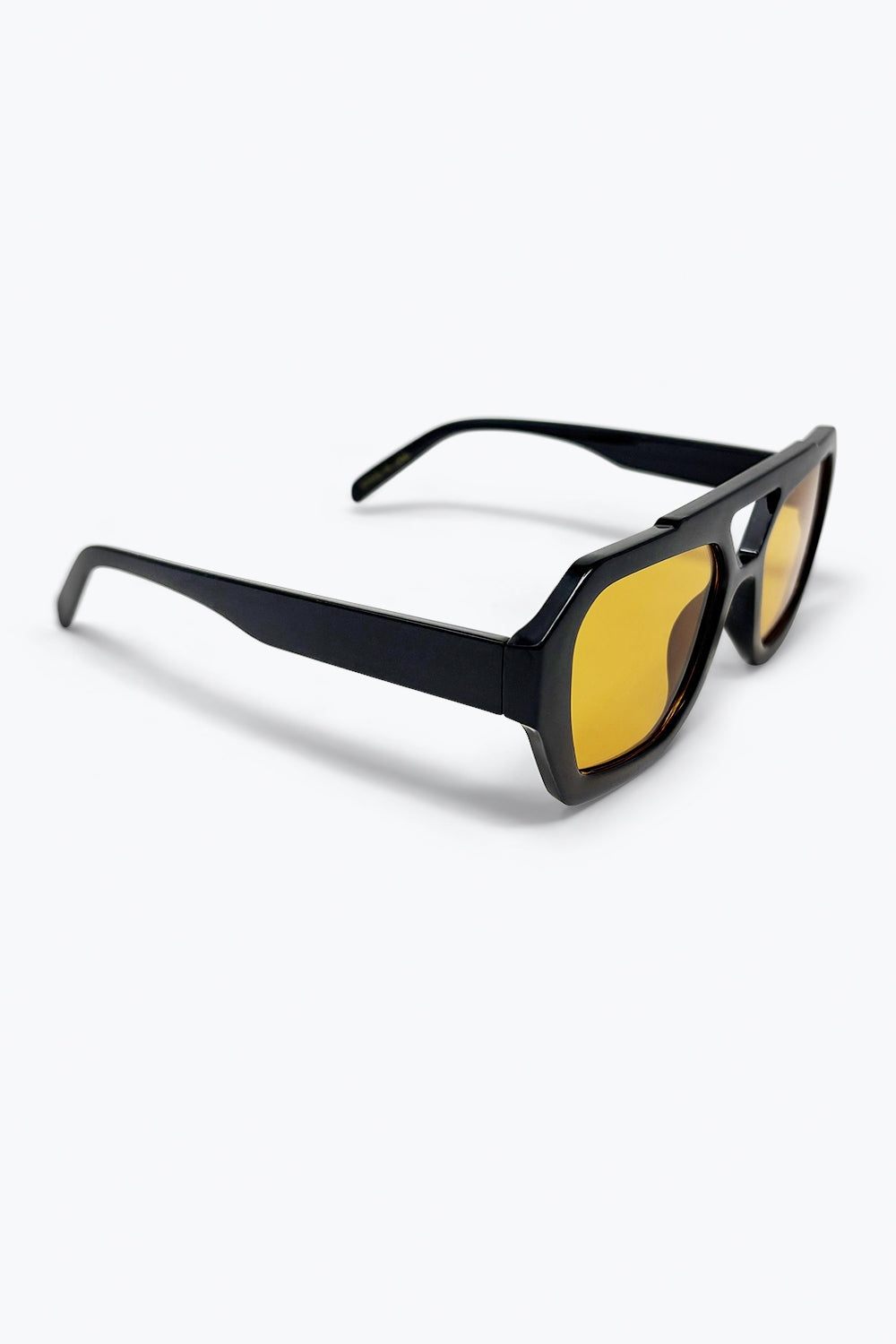 Black and Yellow Black Frame Yellow Lens Oversize Sunglasses -