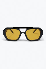 Black and Yellow Black Frame Yellow Lens Oversize Sunglasses