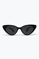 Black Cat Eye Glossy Frame Gold Detail Sunglasses
