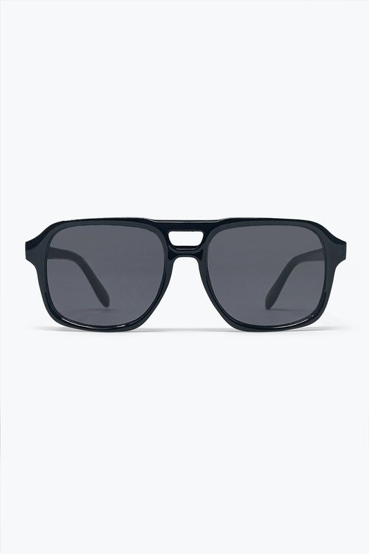 Black Chunky Frame Square Lens Oversize Sunglasses -